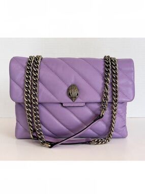 Kurt Geiger London Kensington Purple Quilted Leather Eagle Chain Shoulder Bag